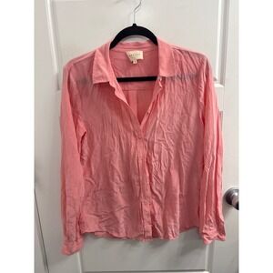 Sezane Florence Shirt Pink 100% Silk Button Down Blouse French Chic Size 38 US 6